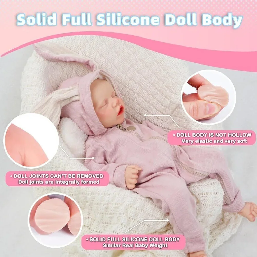 🆕17 Inch Realistic Reborn Baby Doll Silicone-Made & Lifelike Newborn Baby Girl